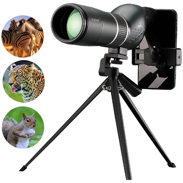 20-60X60 Spotting Scope for Target Shooting Range & Wildlife Viewing with Tripod Carrying Bag and Quick Phone Holder