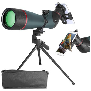 20-60X80 HD Spotting Scope for Adults, BAK4 Prism & FMC Lens Spotter Scope for Bird Watching Hunting Target Shooting with Phone Holder& Tripod& Case