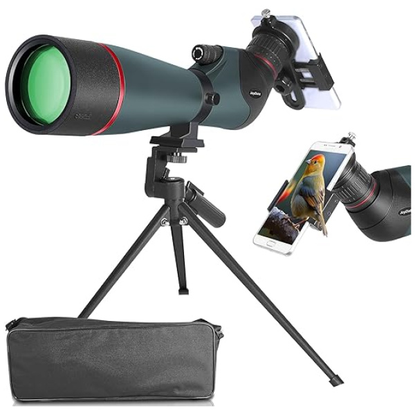 20-60X80 HD Spotting Scope for Adults, BAK4 Prism & FMC Lens Spotter Scope for Bird Watching Hunting Target Shooting with Phone Holder& Tripod& Case