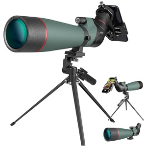20-60X80 HD Spotting Scope for Adults, BAK4 Prism & FMC Lens Spotter Scope for Bird Watching Hunting Target Shooting with Phone Holder& Tripod& Case