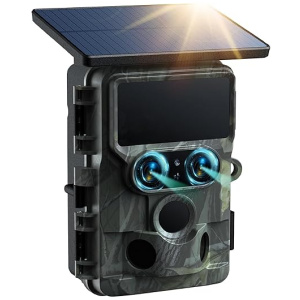4K 30FPS WiFi Trail Camera Integrated Solar Powered, Starlight Night Vision Dual Lens 60MP Bluetooth Game Camera with 0.1S Trigger IMX458 Sensors...