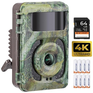4K 48MP Trail Camera, Game Camera with No Glow Night Vision, 0.1s Trigger Time, 120° Wide Lens, IP66 Waterproof Hunting Camera with 2.4'' LCD for...
