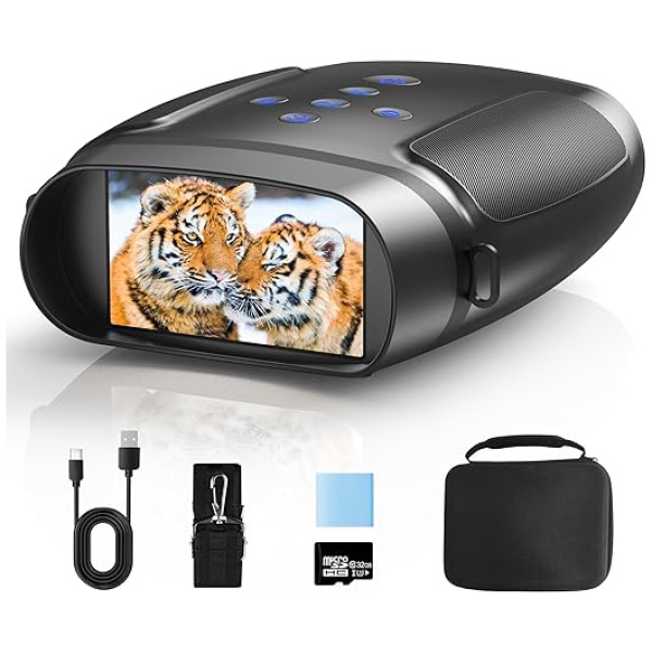 4K Night Vision Binoculars Goggles - Infrared Night Vision in 100% Darkness with 10X Digital Zoom, 5000mAh Rechargeable for Camping Hunting and...