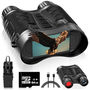 4K Night Vision Goggles, Digital Infrared Night Vision Binoculars for Adults, 3.2'' Large Screen Tactical Gear for Hunting & Security, 64GB Card,...