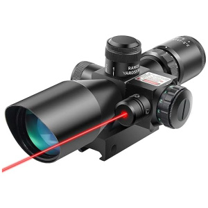 Beileshi 2.5-10x40 Red Green Illuminated Tactical Rifle Scope Crossbow Scope with Red Laser Combo Less Than 5mW Output