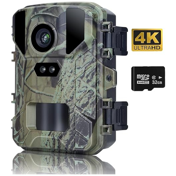 CAMVILD Mini Trail Camera 36MP 4K, Game Hunting Camera with Night Vision 0.2s Trigger Time Motion Activated, IP65 Waterproof Hunting Camera 850nm...