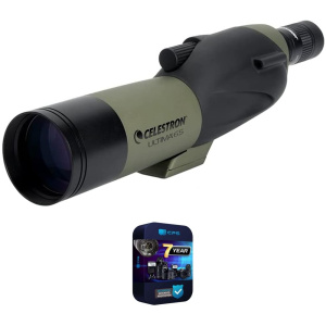Celestron 52249 Ultima 65 Straight Spotting Scope, 18-55x Zoom Eyepiece Bundle with 7 YR CPS Enhanced Protection Pack