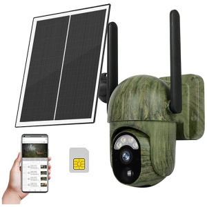 Cellular Trail Camera Wireless Outdoor, Solar Trail Camera with 2K Night Vision, PTZ Hunting Game Camera Included 4G LTE SIM Card...