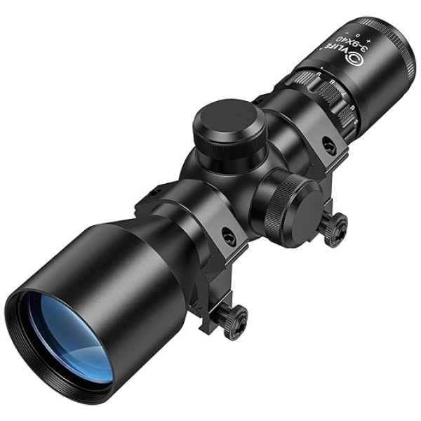 CVLIFE 3-9x40 Compact Rifle Scope Crosshair Reticle with Free Mounts for Quick Aiming