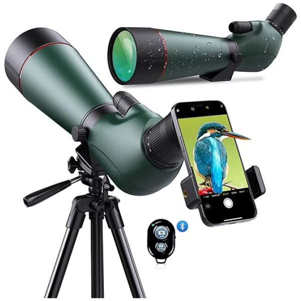 Dsoon 20-60x80 Spotting Scopes for Target Shooting with Extendable Tripod, Phone Adapter, Remote Control, Carry Bag, Spotting Scope for Bird...