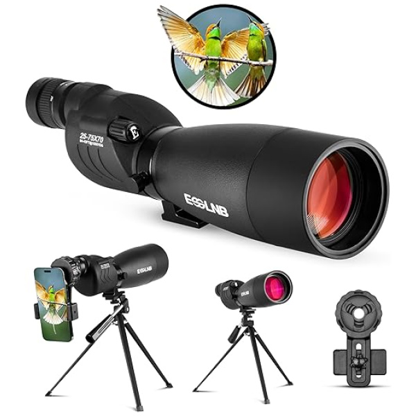 ESSLNB Spotting Scope with Tripod and Phone Adapter BAK4 25-75X70 FMC Target Spotting Scope for Hunting Spotting Scope for Target Shooting Bird...