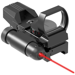 Feyachi RSL-18 Reflex Sight - 4 Reticle Red & Green Dot Sight Optics with Integrated Red La-ser Sight Less Than 5mW Output