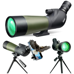 Gosky 20-60x60 HD Spotting Scope with Tripod, Carrying Bag and Scope Phone Adapter - BAK4 45 Degree Angled Spotter Scope Bird Watching Wildlife...