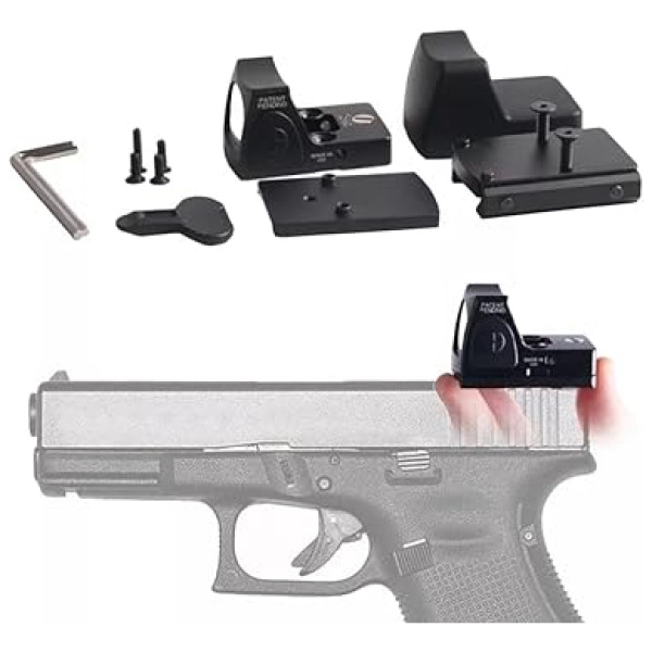 GOTICAL CNC-Machined Fiber Optic Set Front & Rear Handgun Sights for Glock Pistols Standard Models
