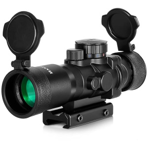 Hantoptik 4X32 Prism Scope Red & Green &Blue Illuminated Etched Reticle 4X Magnification Prism Sight Scope 20mm with Picatinny Rail Mount