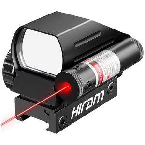 Hiram 1x22x33 Holographic Reflex Scope Sight with 4 Reticles Red and Green Dot with Laser