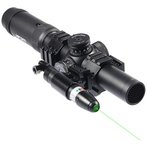 Hiram Scope Combo 1-5x24 SFP Rifle Sight with Green Laser for 20mm Picatinny or Weaver Rail Long Guns & Handguns, Spotting Scope for Airsoft BB...