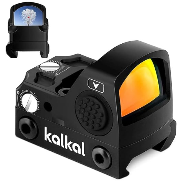 Kalkal Red Dot Sight, 2 MOA Pistol Red Dot Scope for 21mm Picatinny Rail Mounts, Reflex Sight with 12 Brightness Settings, Red Dot Optics Gun...