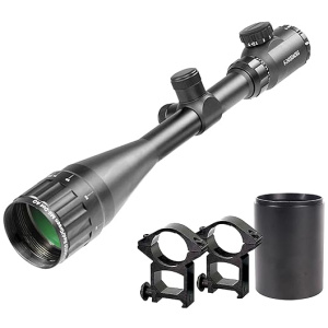 KASENTE 6-24x50 AO Rifle Scopes for Hunting Red and Green Illuminated Rangefinder Reticle Optic Scope with 20mm Rail Mount