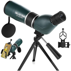 MaxUSee High Definition 20-60x60 Zoom Spotting Scope with Tripod Carry Bag Phone Adapter, BAK4 Prism & FMC Lens Shock-Proof for Target Shooting...