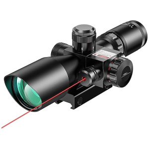 MidTen 2.5-10x40 Scope with Red Laser - Green Lens Color & Free Mounts