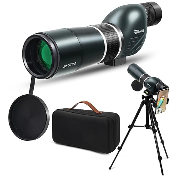 MoreiH Spotting Scopes 60MM 20-60X High Definition Waterproof Spotter Scope for Hunting Target Shooting Long-Range Wildlife Viewing and Bird...