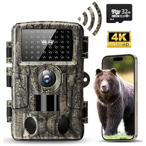 MRSCRET WiFi Trail Camera, 4k 60MP Game Camera with Night Vision Ip66 Waterproof 120°Wide Angle 0.1s Trigger Speed,Suitable for Outdoor Wildlife...