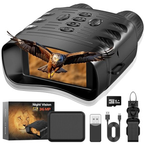 Night Vision Goggles 4K 36MP FHD Binoculars Infrared for Adults Millitary, 3'' Large Screen Digital NightVision Camera for Viewing in 100%...