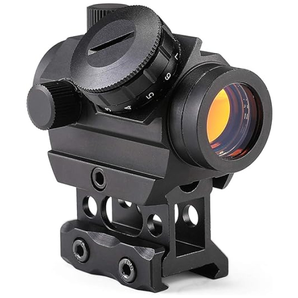 Pinty 1x25mm Tactical Red Dot Sight 3-4 MOA Compact Red Dot Scope 1” Riser Mount for Cowitness Waterproof and Shockproof Scratch Resistant Amber...