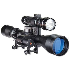 Pinty 3-9X40 Duplex Optical Hunting Rifle Scope Combo with Red Laser and Torch