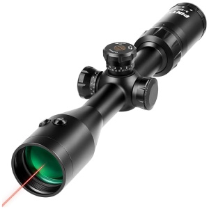 PINTY Rifle Scope, 3-9x42 Gun Scope with Built-in Red Laser, Mil Dot Tactical Hunting Scope with Laser and Reticle Adjustment & Multicoated Green...
