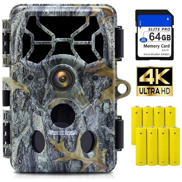 RONITRY 4K 48MP Trail Cameras with Night Vision Motion Activated Waterproof, Game Camera with 100ft Clear Night Vision，Trail Cam with 140°Angle...