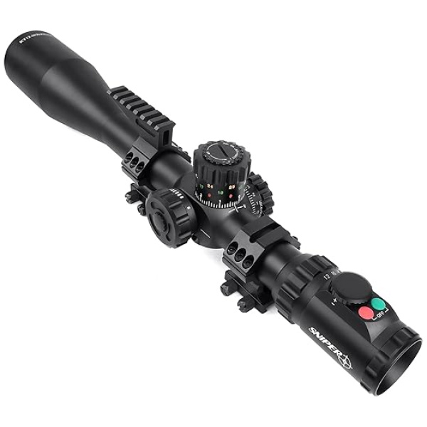 Sniper KT12-60X60SAL Long Range Rifle Scope 35mm Tube Side Parallax Adjustment Glass Etched Reticle Red Green Illuminated with Scope Rings
