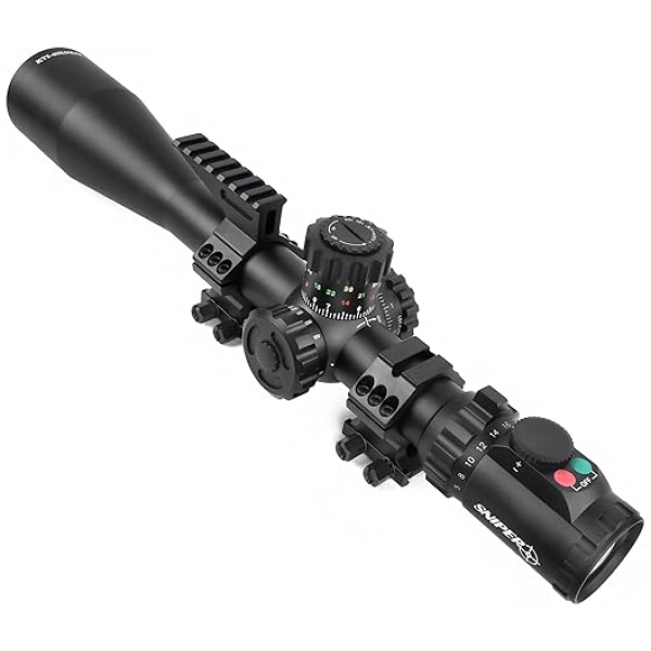 Sniper KT5-40X56SAL Long RANG Rifle Scope 35mm Tube Side Parallax Adjustment Glass Etched Reticle Red Green Illuminated with Scope Rings