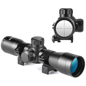 SOROVEE 4x32 Compact Rifle Scope,Airsoft Scope Crosshair Optics,Hunting Gun Scopes with 20mm Free Mounts,Ajustable Diopter,Windage and Elevation