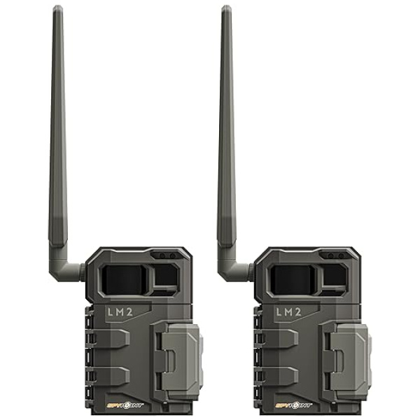 SPYPOINT LM2 Twin Pack Cellular Trail Camera - 20MP Photos, Infrared Game Night Vision Photos, 90' Flash Camera & Detection Range, 0.5S Trigger...