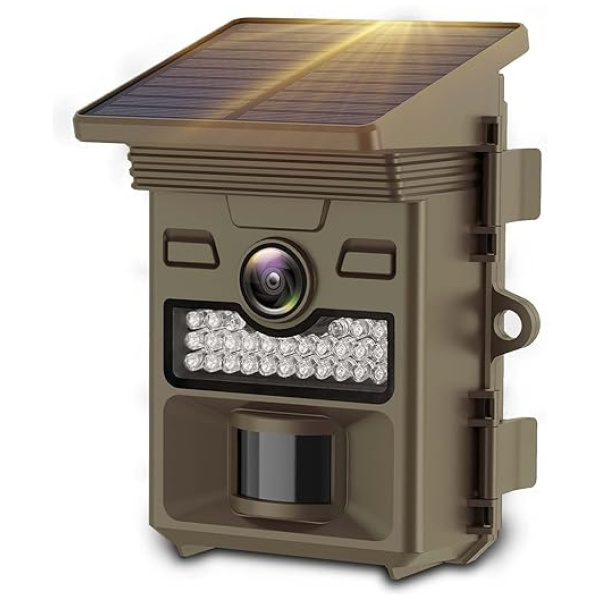 Trail Camera Solar Powered 32MP 1080P Game Camera 0.1s Trigger Time Built-in 4400mAh Battery Hunting Cam with Night Vision Motion Activated IP66...