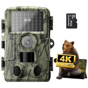 Trail Camera with Night Vision 4K 48MP 130°Wide-Angle Game Camera，0.05s Trigger Motion Activated Hunting Camera ，98ft IR Sensing ，IP66...