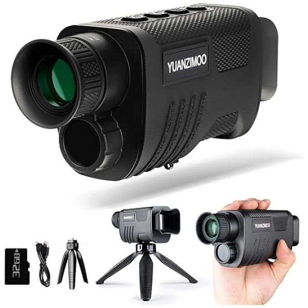 Upgraded Night Vision Monocular Digital Infrared Monocular Telescope for 100% Darkness with 8X Zoom 2000mAh Rechargeable Battery Tripod 32 GB SD...