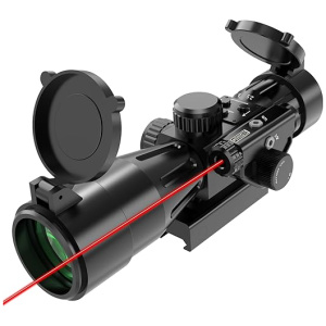 UUQ 2.5-10x40IR Rifle Scope with Red Illuminated Mil-dot with Red Laser Combo- Green Lens, Upgraded Buttons,Tactical Scope for Gun Air Hunting...