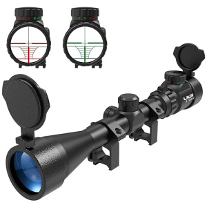 UUQ 3-9×40 Rifle Scope with Red/Green Illumination and Rangefinder Reticle - Includes Batteries, Fits 20mm Free Mounts, Waterproof and...