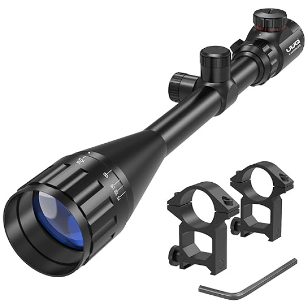 UUQ 6-24x50 AO Rifle Scope -for Hunting, Shotguns, and High-Powered, Long-Range Shooting with Rimfire, Pellets and Air Guns. Includes Illuminated...