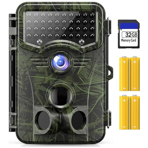Vikeri 4K 32MP Trail Camera, Game Camera with Night Vision 0.1s Trigger Time Motion Activated 120°Wide Lens, IP66 Hunting Camera with 40pcs No Glow...