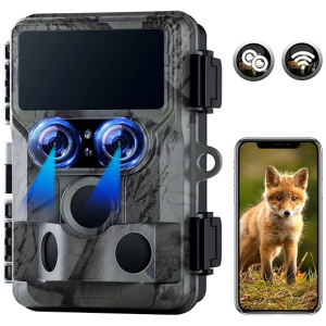 VOOPEAK Trail Camera WiFi, Starlight Night Vision Dual Lens Native 4K 60MP 30FPS Bluetooth Game Hunting Cameras with IMX458 Sensors for Wildlife...