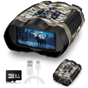WARMTUYO Night Vision Goggles 4K Binoculars with Camera, 9 Gear Night Vision, 10X Digital Zoom, 4000mAh Battery Nightvision, 3" HD Display and 32GB...