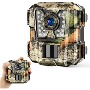 WOSPORTS Mini Trail Camera,24MP 1080P HD Game Hunting Camera Motion Activated with IR Night Vision Waterproof Video Cam for Wildlife Scouting...
