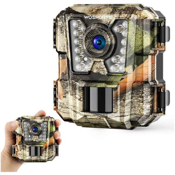 WOSPORTS Mini Trail Camera,24MP 1080P HD Game Hunting Camera Motion Activated with IR Night Vision Waterproof Video Cam for Wildlife Scouting...