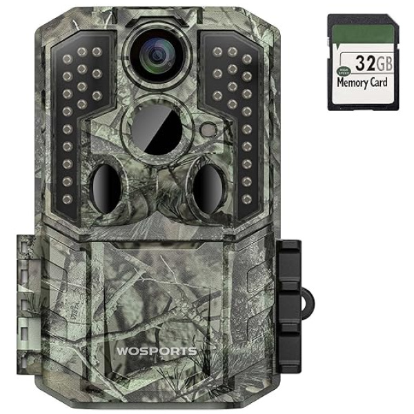 WOSPORTS Trail Camera,36MP 4K 0.2S Trigger Motion Activated,Game Hunting Camera with Night Vision IP66 Waterproof 2.0''LCD 120°Wide Camera Lens for...