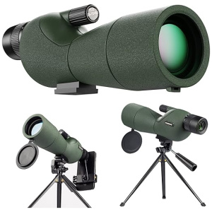 YUANZIMOO 25-75x60 Spotting Scopes with Tripod Carrying Bag and Smartphone Adapter Straight Spotter Scope for Target Shooting Hunting Bird Watching